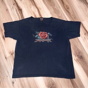 Harley-Davidson Wintage 90s Big Twin Aruba Rose Graphic T-Shirt Motorcycle